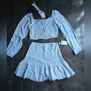 Plaid Outfit Summer Checkered Crop Top High Waist Mini Skirt Set co ord M